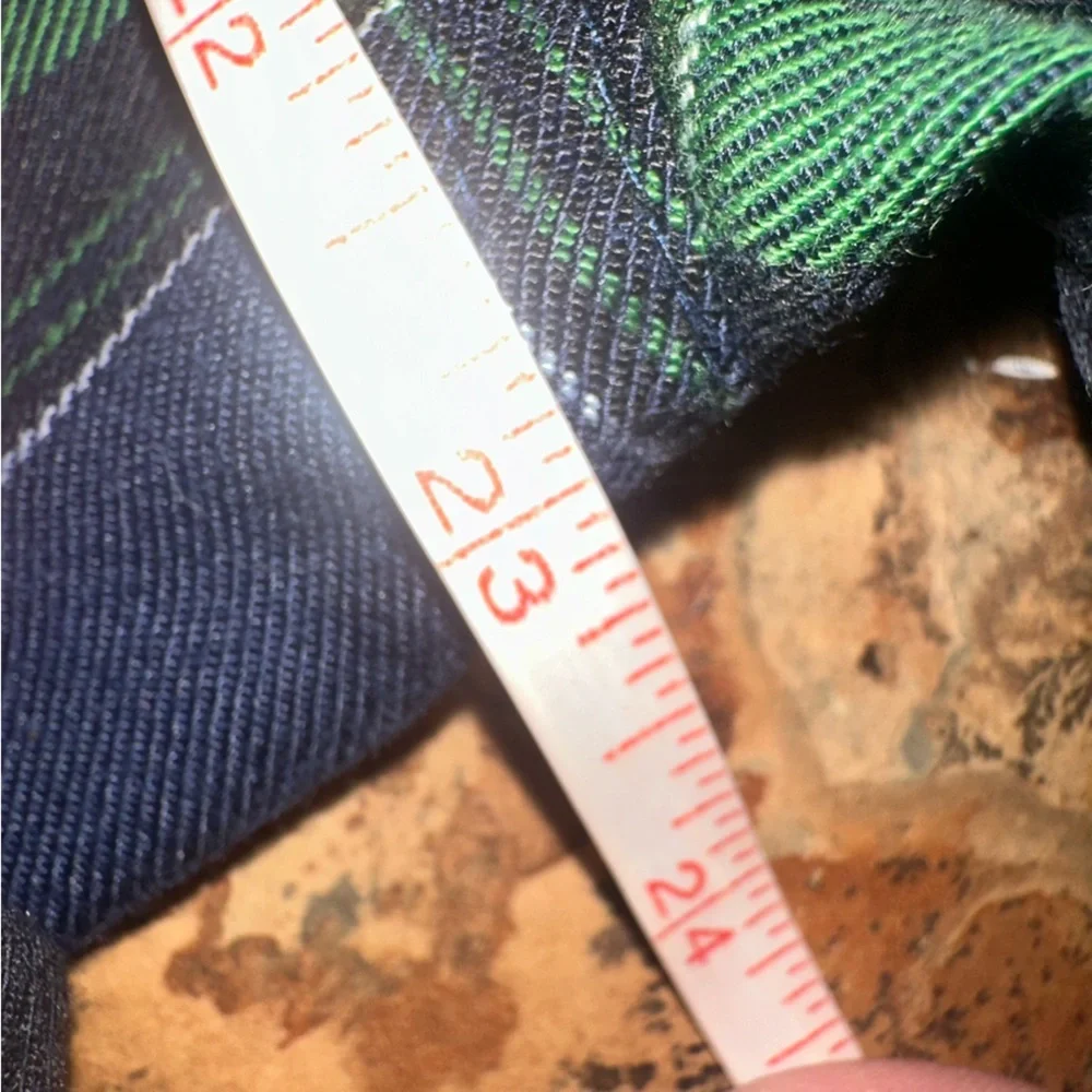 Under Armour Loose Cold Gear Button Green Blue Plaid Flannel Shirt Patched Elbow - Picture 5 of 6